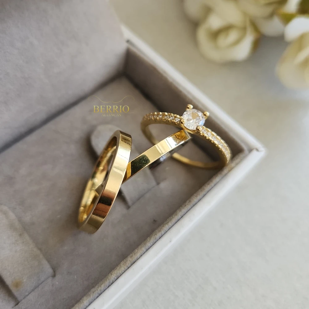 Combo de Alianças de Moedas Antigas em Feira de Santana + Anel Solitário Slin