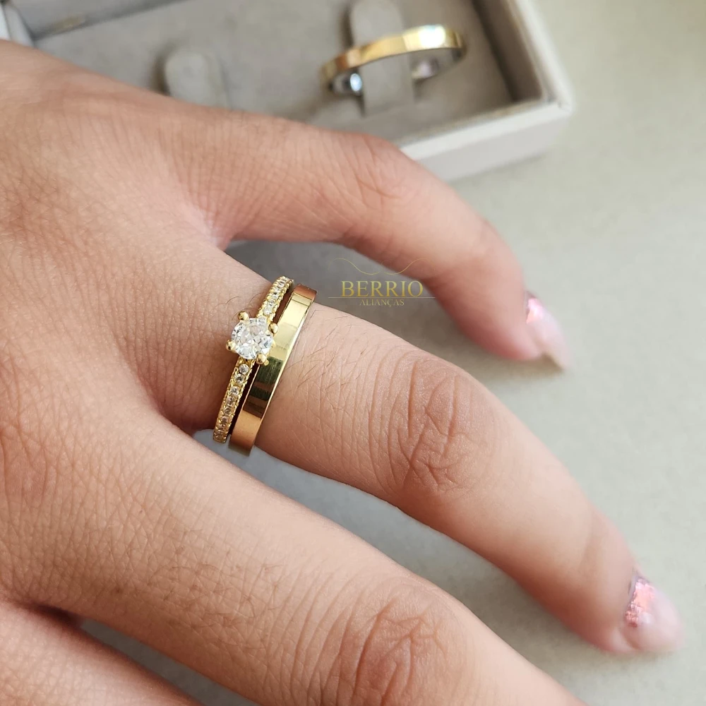 Combo de Alianças de Moedas Antigas em Feira de Santana + Anel Solitário Slin