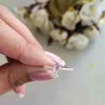 Anel Solitário em Prata com Gota Ametista