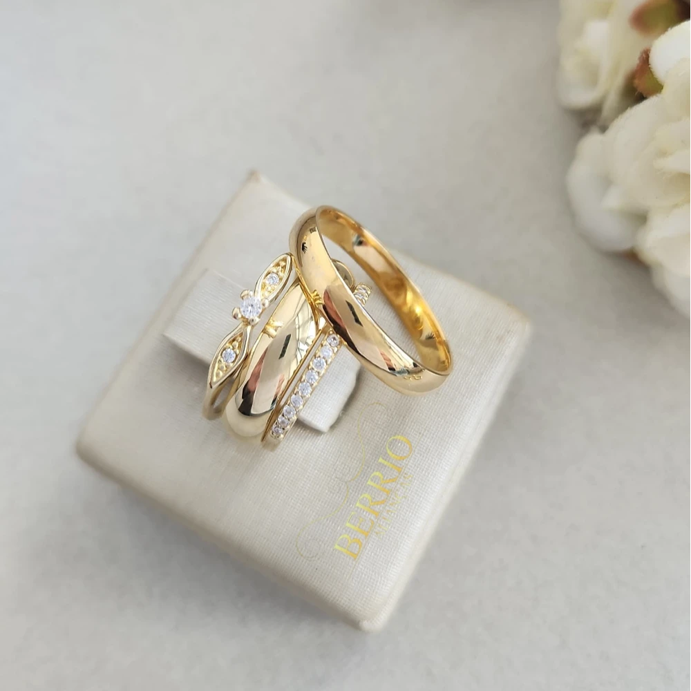 Combo Alianças de Moedas Antigas Joinville + Anel Nova Odessa e Aparador Cravejado